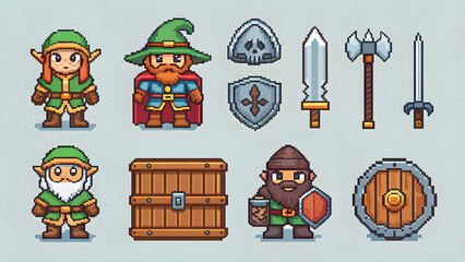 Fantasy pixel art roguelike asset pack