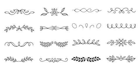 Obraz premium Set of decorative dividers with floral and leaf motifs