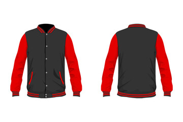 Varsity jacket design, black and red color. © Adi