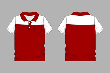 Red wearpack for worker template mockup design. front and back view.