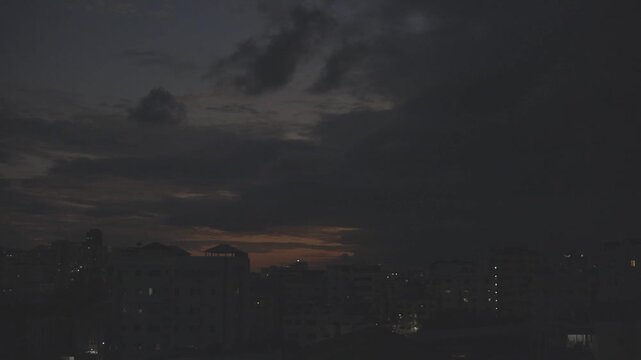 sunset with clouds over the city, canon eos r c-log color, HD