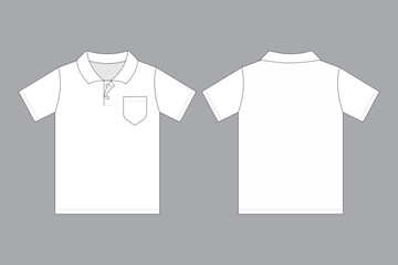White uniform blank flat mockup template. for school and work used. front and back view.