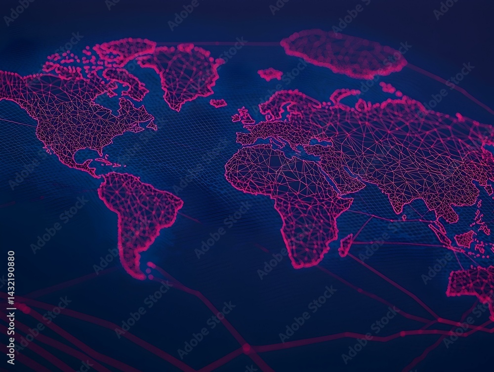 Poster 3d render of a world map