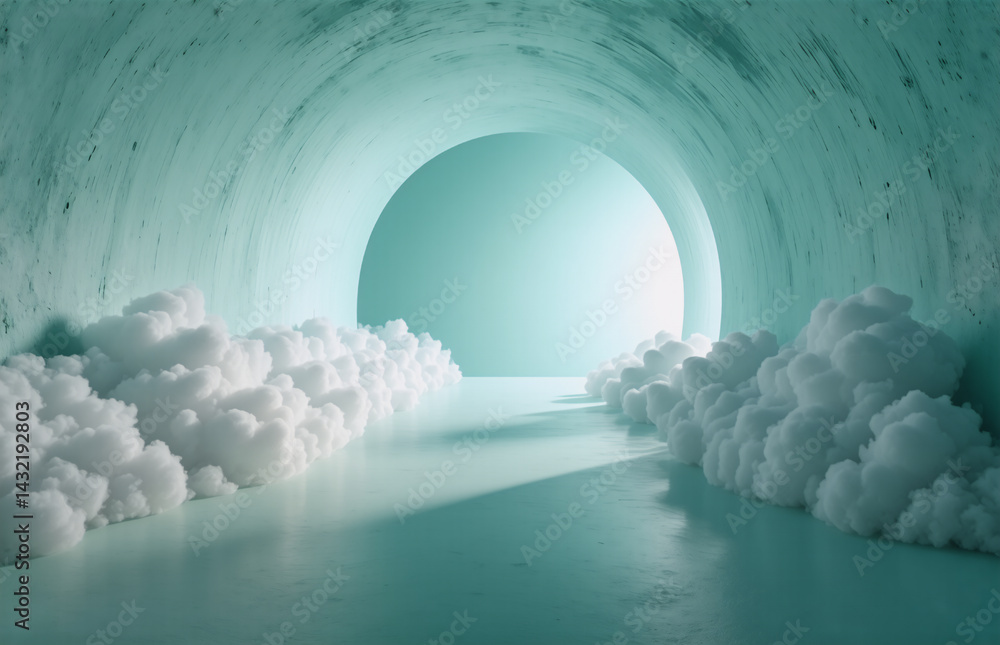 Poster hint: the image shows a tunnel-like structure with a soft, cloud-like appearance and a bright light 