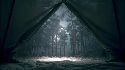 Inside dark cozy tent night the middle