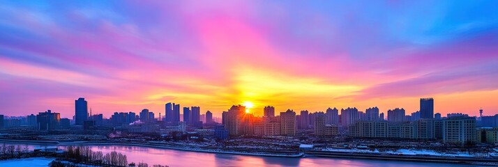 Fototapeta premium photo of harbin city downtown