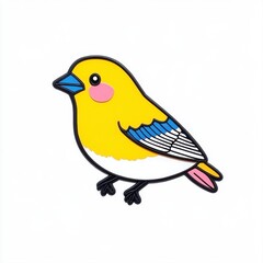 Colorful Cartoon Bird Illustration with Outline and Bright Colors