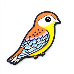 Fototapeta premium Colorful cartoon bird illustration with bright orange and yellow feathers