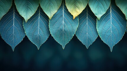 Obraz premium Teal Leaves: A Serene Nature Photography
