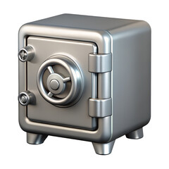 Gray Safe &ndash; Cartoon Style with Money, Made in 3D on Transparent Background