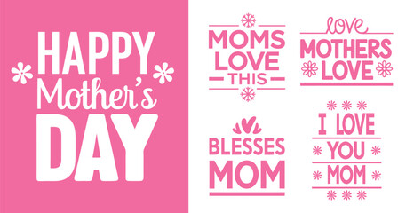 Mother's Day Text Elements Set