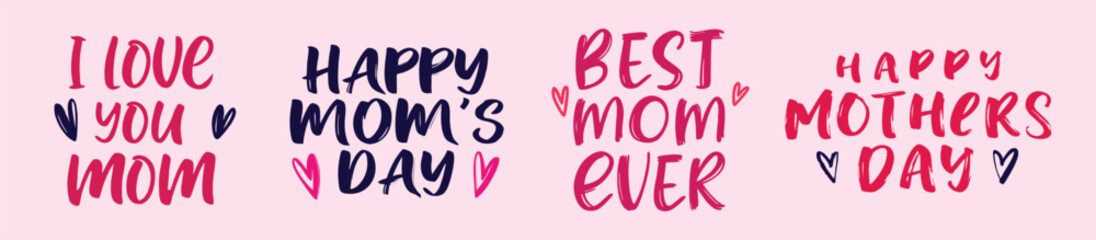Mother's Day Quotes Set vector illustration