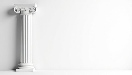 Obraz na płótnie Canvas Elegant Roman column against stark white backdrop, graphic, culture, classic