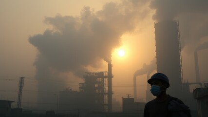 Obraz premium Environmental pollution, smoke from the chimney, pollution images, air pollution,