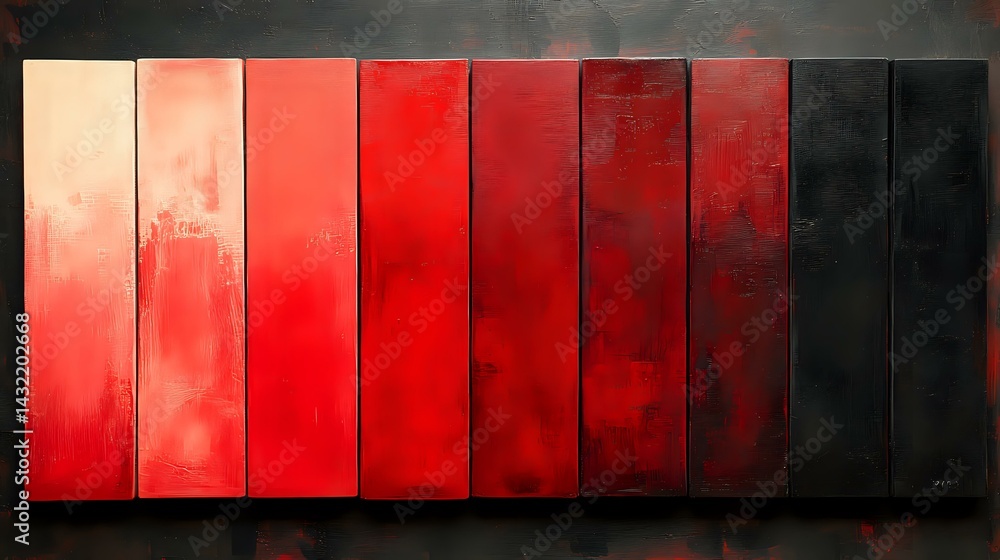 Aufkleber red to black gradient abstract panels arranged horizontally create dramatic modern wall art with tex