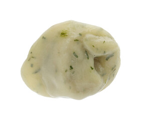 One delicious dumpling with spices isolated on white