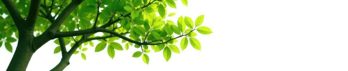 Obraz premium Filled branches with leaves on white background, green, isolated, tree