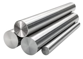 Shiny steel rods metal bars raw material manufacturing industry engineering concept