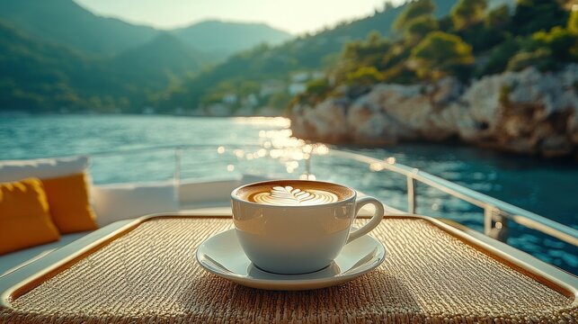 Luxury coffee on a yacht