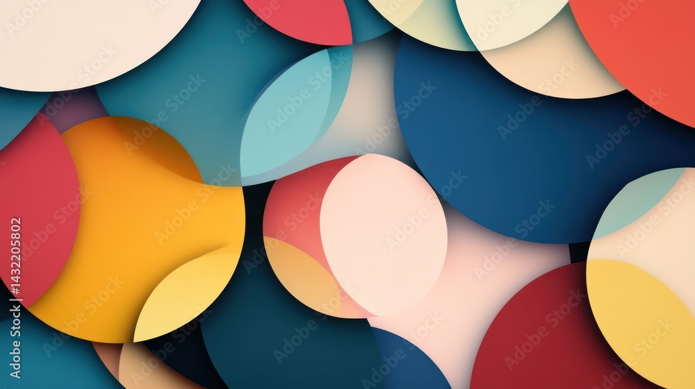 Aufkleber colorful geometric composition with overlapping circles and depth effect
