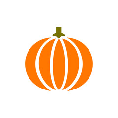 Bright orange pumpkin with distinct ridges, suitable for autumn decorations and Halloween festivities in a garden setting