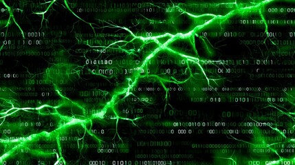 Abstract Green Binary Code and Energy Pulses Seamless Pattern