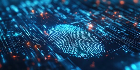Digital fingerprint overlay on a circuit board.