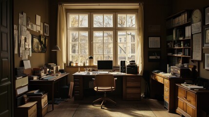 Sunlit Writer's Study: A Peaceful Workspace