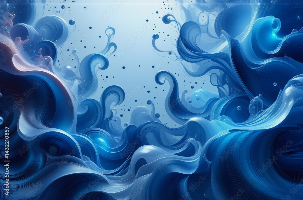 Aufkleber blue abstract swirls and waves evoke water or smoke, creating a flowing, dynamic background with dep