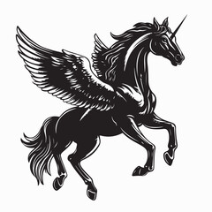 A Majestic Winged Horse Pegasus In Flight Image vector isolated on white background.