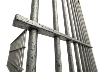 Metal prison bars detail security and confinement concept on black backdrop