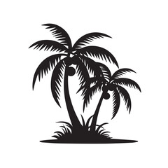 Tropical Palm Tree Silhouette Vector | Island Beach Summer Icon Design