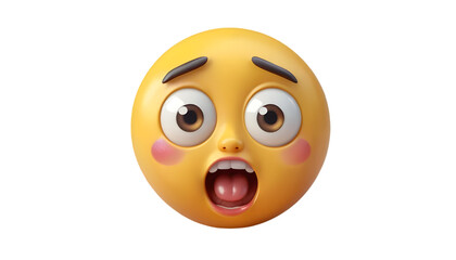 Fototapeta premium Shocked emoji face expression yellow surprised reaction digital art render on transparent background