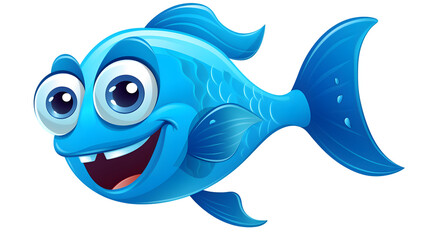 Obraz premium Adorable Blue Fish with Hilarious Expression for Design Projects and Print Materials