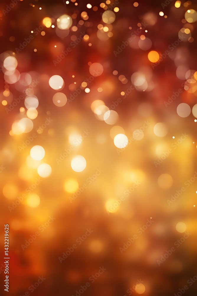 Poster magical glowing bokeh lights on warm autumn background with orange and golden circles creating dream