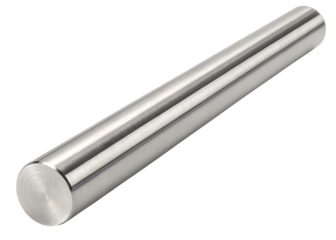 Cylindrical metal rod isolated on black background with shiny polished surface