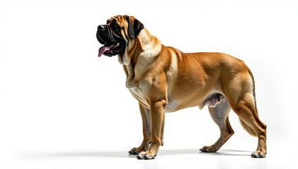 Obraz premium Majestic Mastiff, powerful stance, white background, animal photography, head