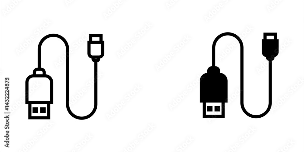 Poster usb sign icon set. usb icon isolated on white background. usb symbol. flash disk sign vector symbol.
