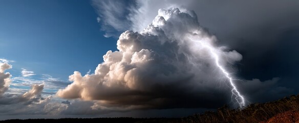 Dramatic storm clouds with lightning