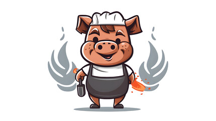 Naklejka premium Creative and Humorous Grilled Company Logo Design for Food Business Branding