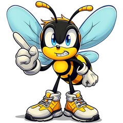 Cartoon bee mascot illustration on white background