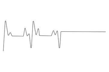 Continuous one line drawing of Heartbeat. Single line drawing illustration of ECG or EKG Cardio graph. Medical cardiology concept vector art. Doodle line illustration.