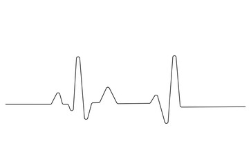 Continuous one line drawing of Heartbeat. Single line drawing illustration of ECG or EKG Cardio graph. Medical cardiology concept vector art. Doodle line illustration.