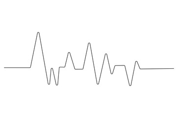 Continuous one line drawing of Heartbeat. Single line drawing illustration of ECG or EKG Cardio graph. Medical cardiology concept vector art. Doodle line illustration.