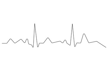 Continuous one line drawing of Heartbeat. Single line drawing illustration of ECG or EKG Cardio graph. Medical cardiology concept vector art. Doodle line illustration.
