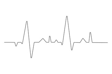 Continuous one line drawing of Heartbeat. Single line drawing illustration of ECG or EKG Cardio graph. Medical cardiology concept vector art. Doodle line illustration.
