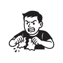 angry boy tears paper