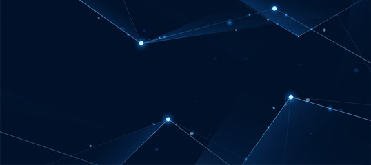 Fototapeta premium Network connection technology background. Futuristic digital glowing blue lines. innovation background for tech event poster or corporate business concept