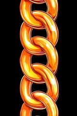 Golden Linked Chain Design on Black Backdrop for Graphic Projects