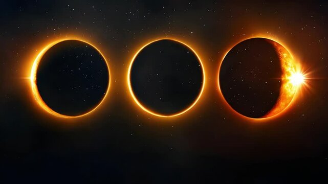 Phases of the Solar Eclipse &ndash; Moon and Sun in Total and Partial Alignment